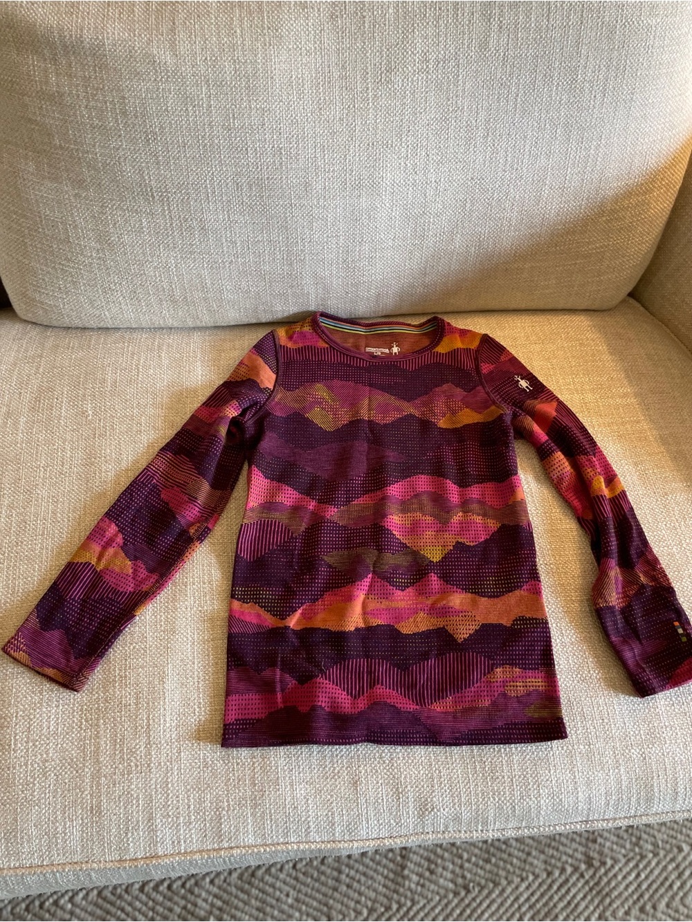 Smartwool Burgundy, Pink & Mustard Striped Long Sleeve kids size large